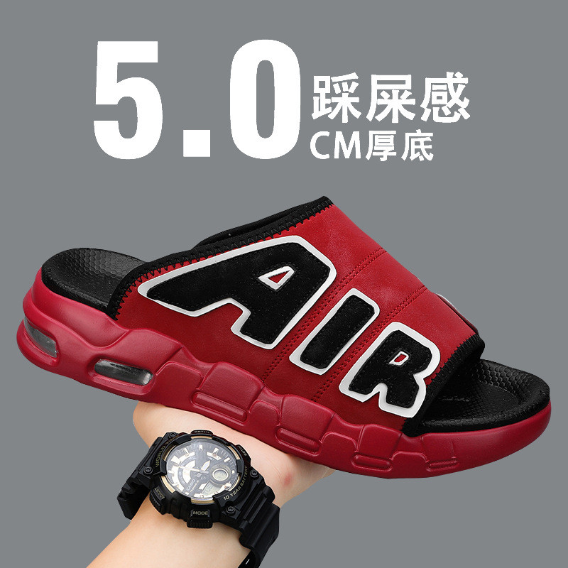 Street Wear รองเท้าแตะผู้ชายฤดูร้อนเบาะลมขนาดใหญ่สวมใส่ด้านนอก Flip-Flops ผู้ชายก้าวบนอึรองเท้าแตะชายหาดอินเทรนด์
