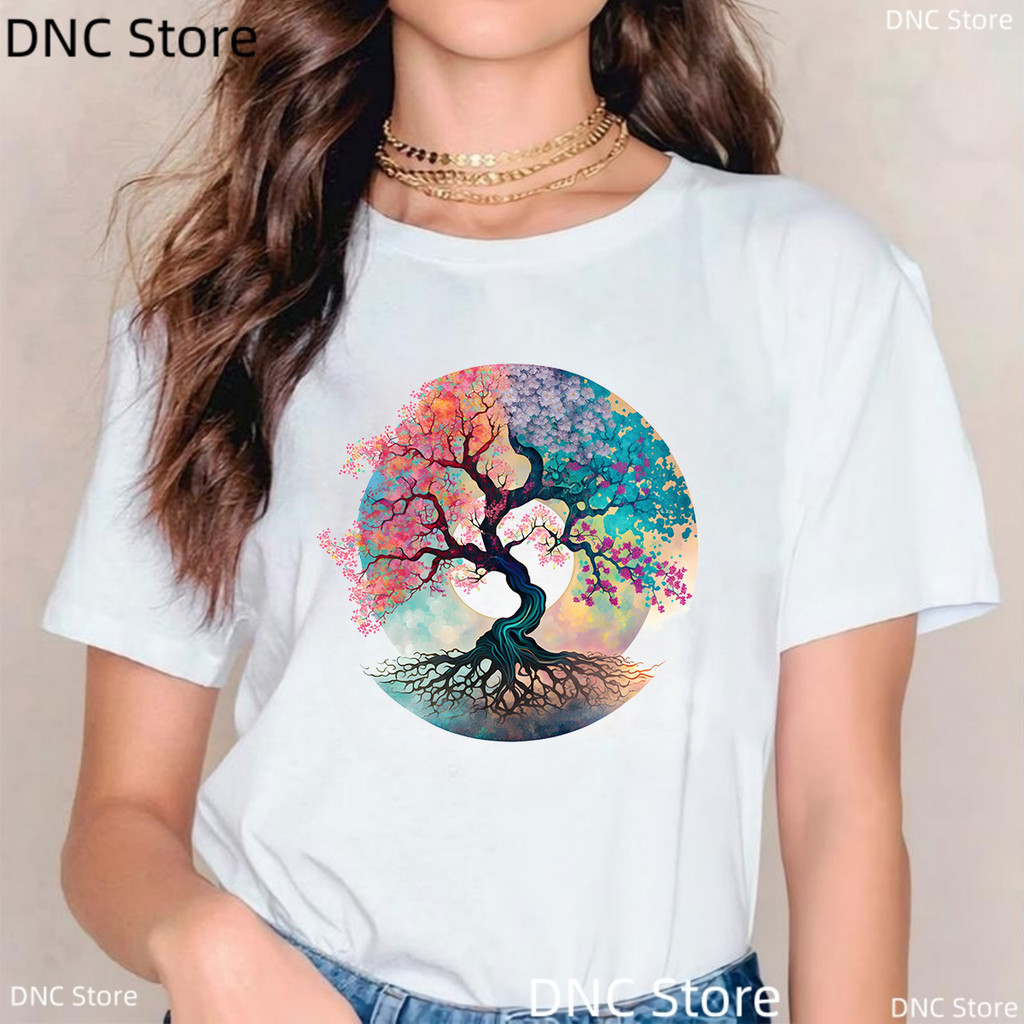 CODเสื้อยืดผู้หญิงสีน้ํา Tree Of Life เสื้อสําหรับผู้หญิงเสื้อต้นไม้ครอบครัว Reunion Matching Tee Tr