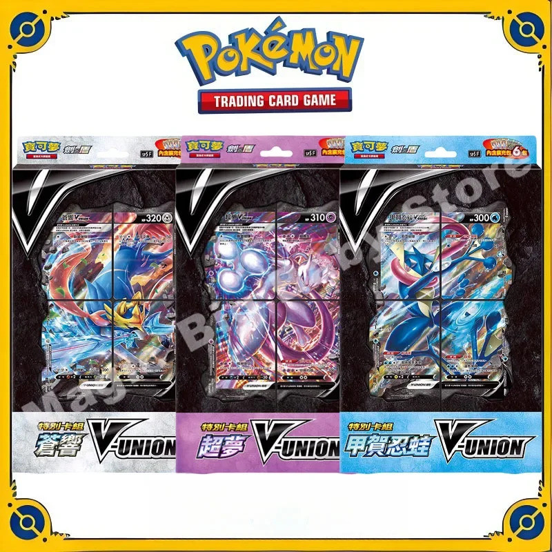 ต้นฉบับของแท้ Pokemon Trading PTCG การ์ดจีนโบราณ V-UNION ผู้ถือ S7 Booster Pack Mewtwo Ninja ของขวัญ