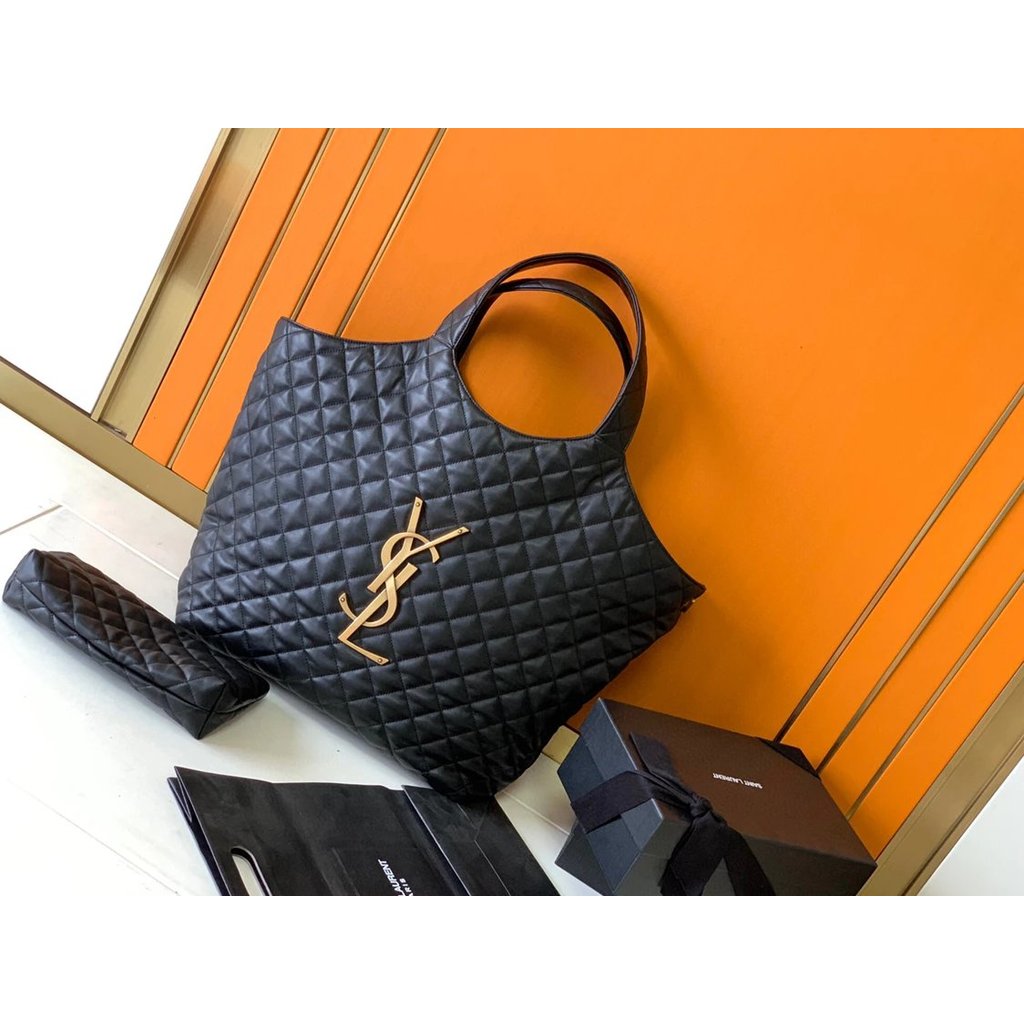 กระเป๋าสะพายข้าง YSL Saint Laurent Icare Tote Bag ใหม่ปี 2022 ผลิตจากหนังแกะแท้ สไตล์หรูหรา สำหรับผู
