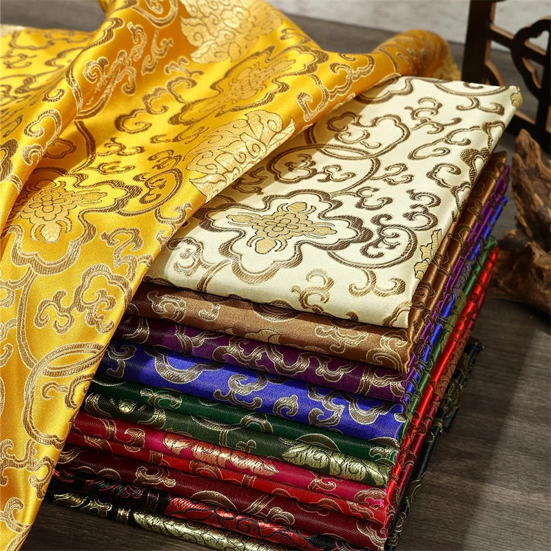 ผ้าโบรเคดพรีเมียม หลายสีลายดอกไม้ สำหรับทำเสื้อผ้าและงานฝีมือ DIY