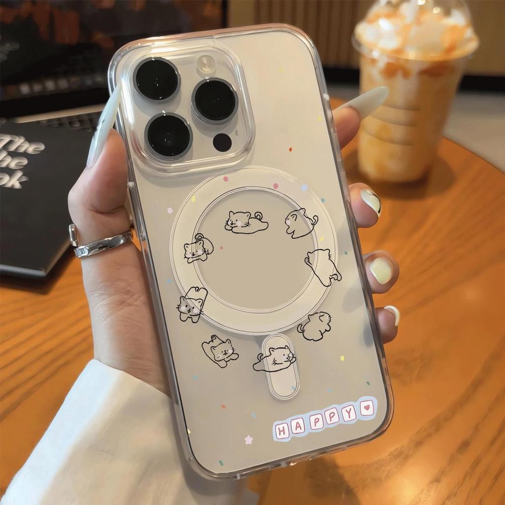 ขนมแมวเหมาะสําหรับเคส iPhone 17 Air, 14/13/11 Pro, เคสดูดแม่เหล็ก