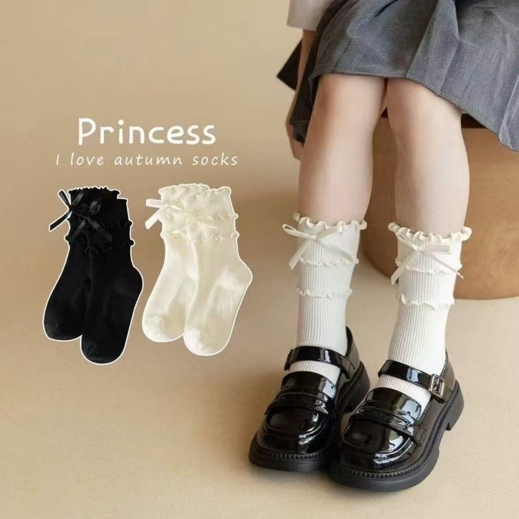 ถุงเท้ากลางลูกวัวระบายอากาศ สไตล์เกาหลี เหมาะสำหรับเด็กหญิงอายุ 1-13 ปี