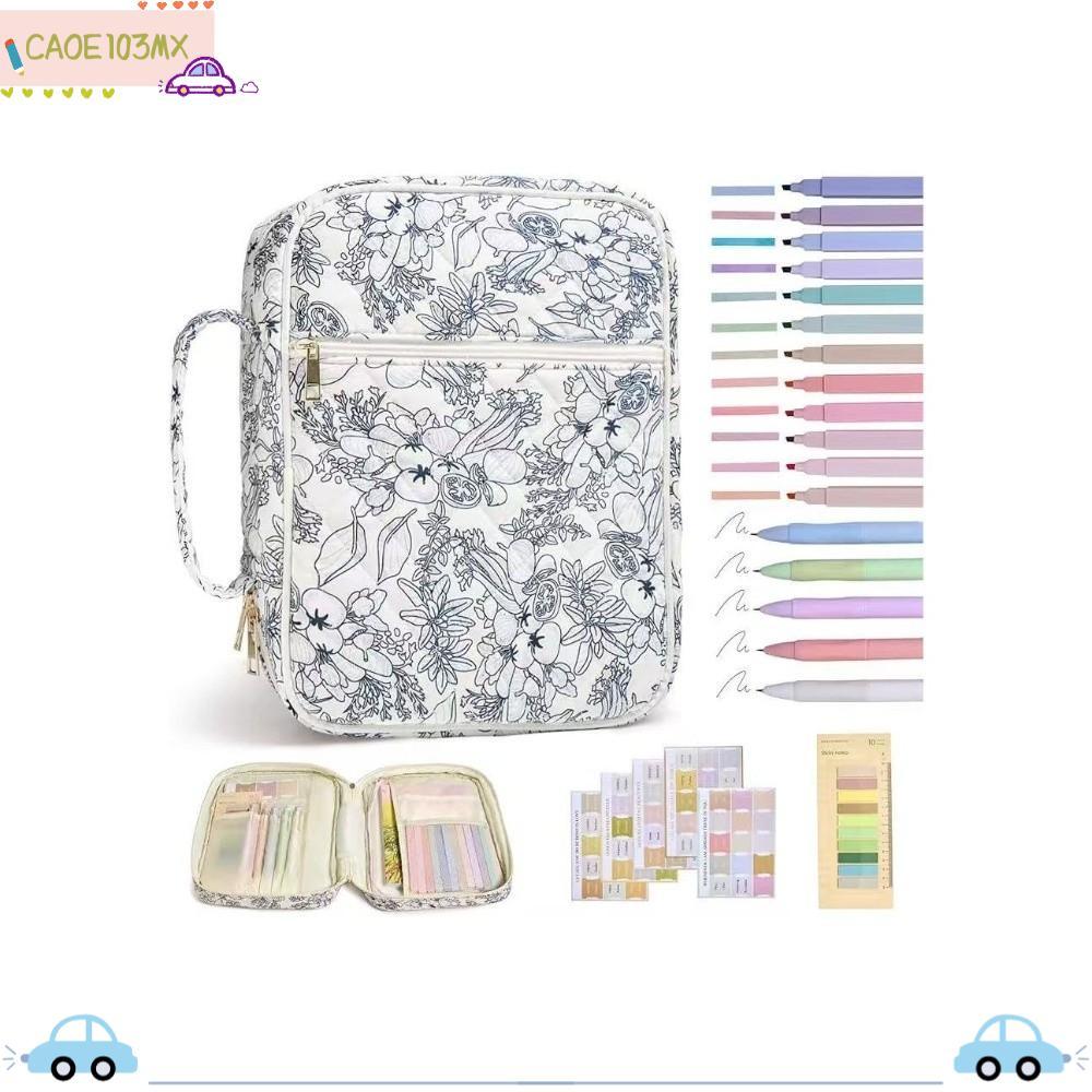 ICAOE103 Bible Cover Bag, Handle Zipper Pocket Bible Cover , Floral Design Bible Journaling Kit Chur