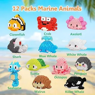 ของเล่นตัวต่อ ลายสัตว์ใต้ท้องทะเล MARINE LIFE ขนาดเล็ก น่ารัก