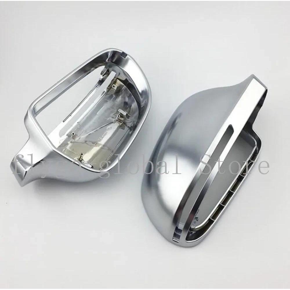 1 คู่รถ Wing Mirror Caps Matt Chrome กระจกกระจกมองหลังด้านข้างหมวก S Line สําหรับ Au * di A4 S4 B8 A
