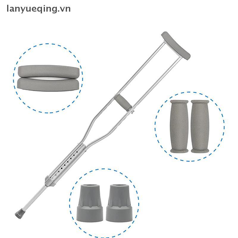 Lanyueq 6 ชิ้น/เซ็ต Axillary Crutch อุปกรณ์เสริมชุดแผ่นเปลี่ยนยางกันลื่นเบาะใต้วงแขน Hand Pad อุปกรณ