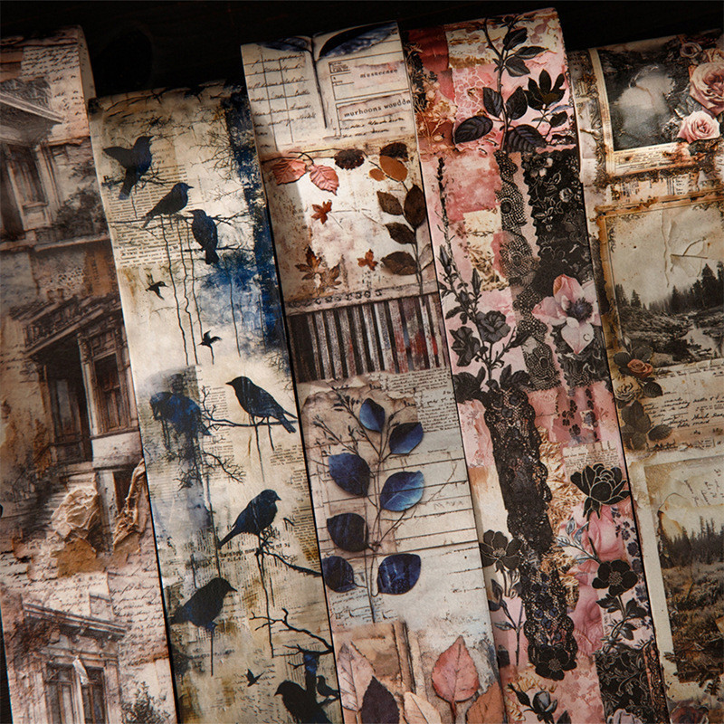 Vintage Washi เทปความงามตกแต่งสมุดภาพเทปสําหรับ Scrapbooking Supplies Journaling Craft Junk Journal