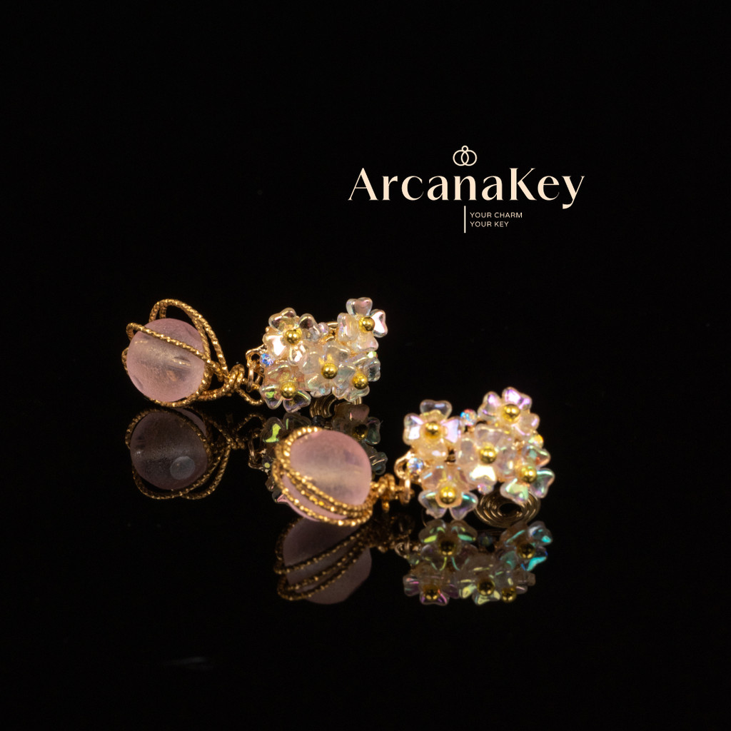 COD ต่างหูสตั๊ดดอกไม้สีชมพูSakura | การออกแบบฤดูร้อนสี Dopamine อุปกรณ์เสริมทุกวันน้ําหนักเบาArcanaKey - รูปที่ 5