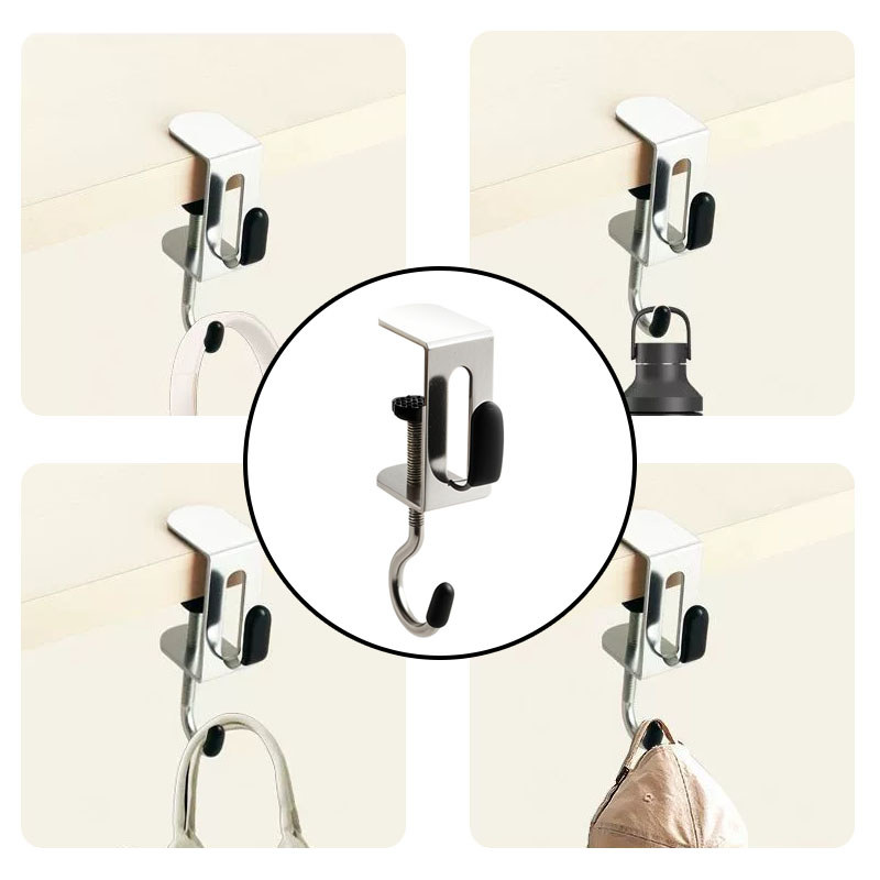TPตะขอคู่แบบไม่เจาะรู ถอดได้ สำหรับแขวนกระเป๋าเป้ ปรับระดับได้ สำหรับวางข้างโต๊ะ - รูปที่ 5