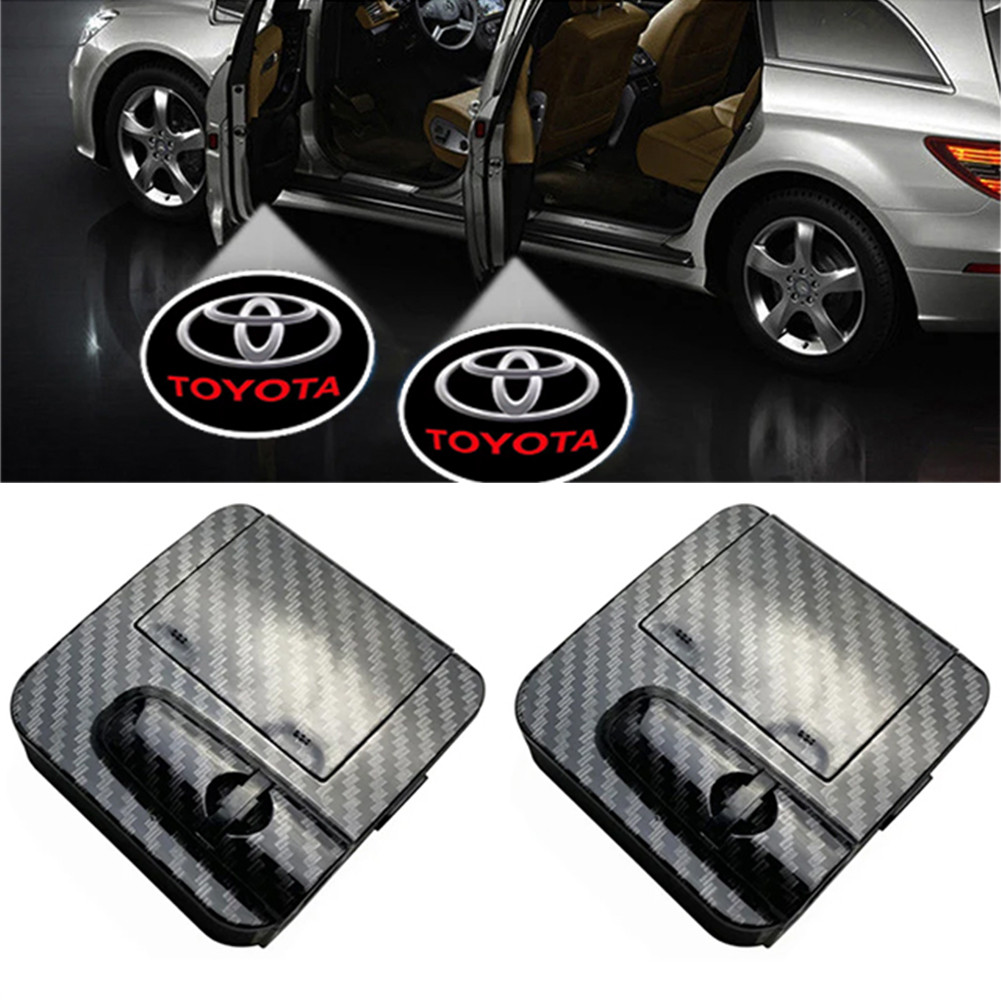 ⚡ประเทศไทย 24 ชั่วโมง⚡1 PCS ดำเนินการไร้สาย LED รถประตูต้อนรับแสงเลเซอร์โลโก้โปรเจคเตอร์โคมไฟ สําหรับติดประตูรถยนต์