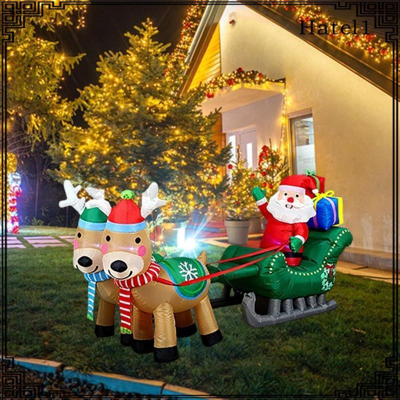 [Hatel] คริสต์มาส Inflatable Santa พร้อมไฟ Luminous Prop น่ารักขนาดใหญ่กันน้ํา 2.4M ตกแต่งสําหรับฤดู