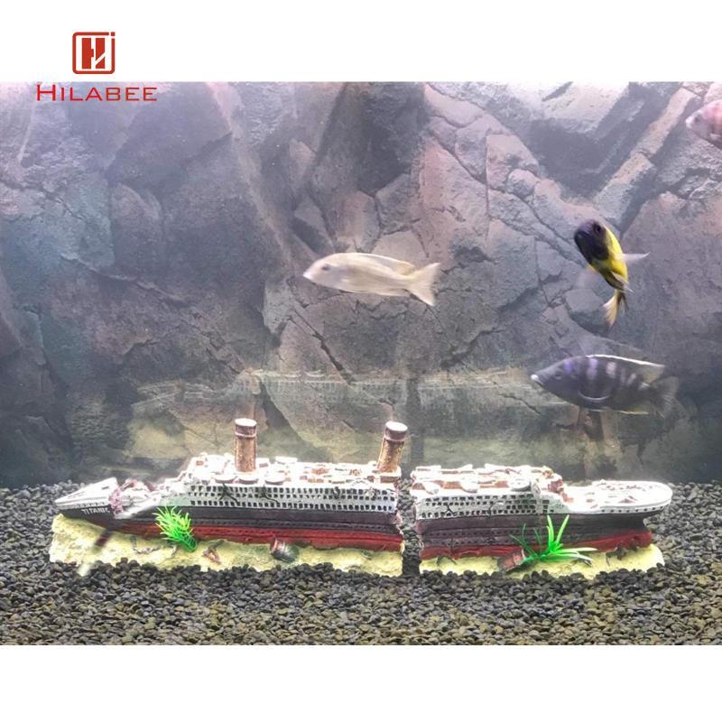 [hilabee] Titanic Shipwreck Model Resin Aquarium Decor เครื่องประดับตู้ปลาขนาดใหญ่สําหรับตกแต่งตู้ปล