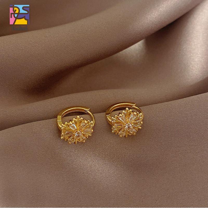 ต่างหูเกล็ดหิมะ ทองแข็ง 18k สำหรับของขวัญ สตรี hypoallergenic - รูปที่ 3