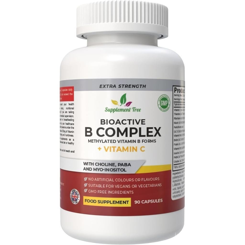 Bioactive Vitamin B Complex มีวิตามินซี-เมทิลไนซ์ B12, กรดโฟลิก (5-MTHF), B6 P5P, PABA, Choline, Ino