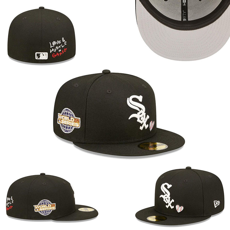 แฟชั่น MLB Chicago สีขาว Sox Unisex ผู้ชายผู้หญิง 59FIFTY ติดตั้ง SnapBack แบน Brim หมวกปิด Full Fit