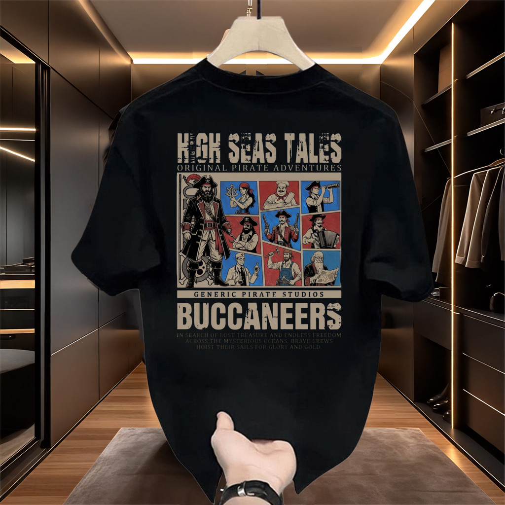 Basi💥 เสื้อยืด oversize unisex สกรีนหน้าหลัง ลาย "BUCCANEERS" เนื้อผ้าเกรดพรีเมียม คอกลม ใส่สบาย