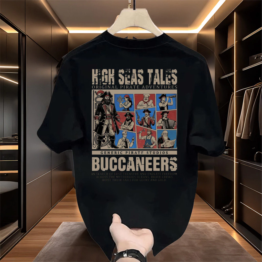 Basi💥 เสื้อยืด oversize unisex สกรีนหน้าหลัง ลาย "BUCCANEERS" เนื้อผ้าเกรดพรีเมียม คอกลม ใส่สบาย