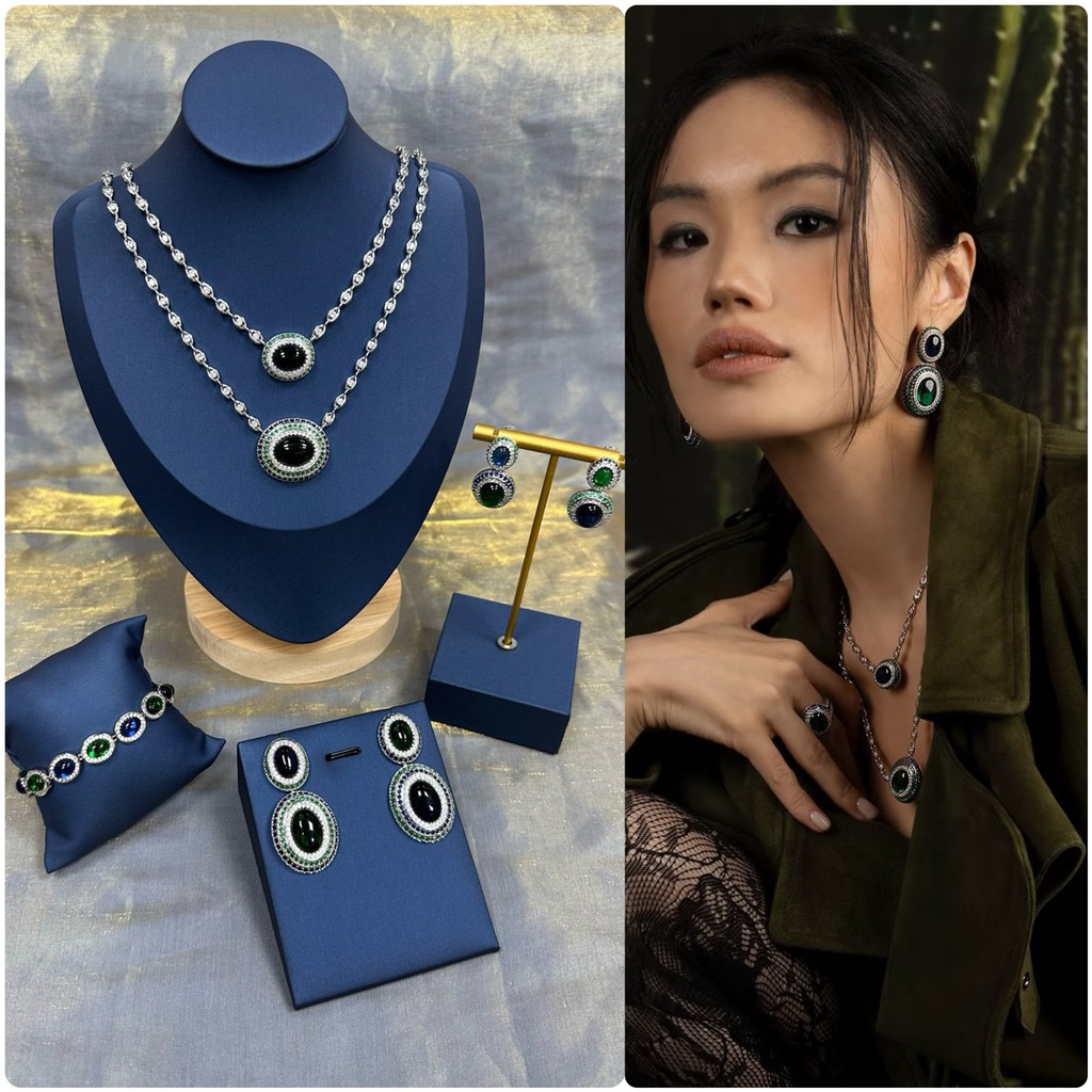 【1:1】สร้อยคอ APM สไตล์เดี่ยว สีเขียวสีน้ำเงิน สร้อยคอผู้หญิง สไตล์ยอดนิยม 2026 สร้อยคอชิค