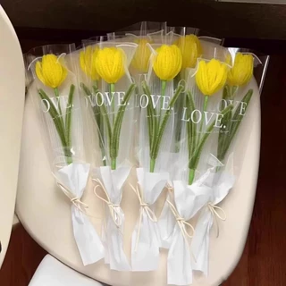 🇹🇭 พร้อมส่งจากไทย ดอกทิวลิป 🌷 ดอกไม้ทำจากลวดกำมะหยี่ สำหรับตกแต่งบ้าน