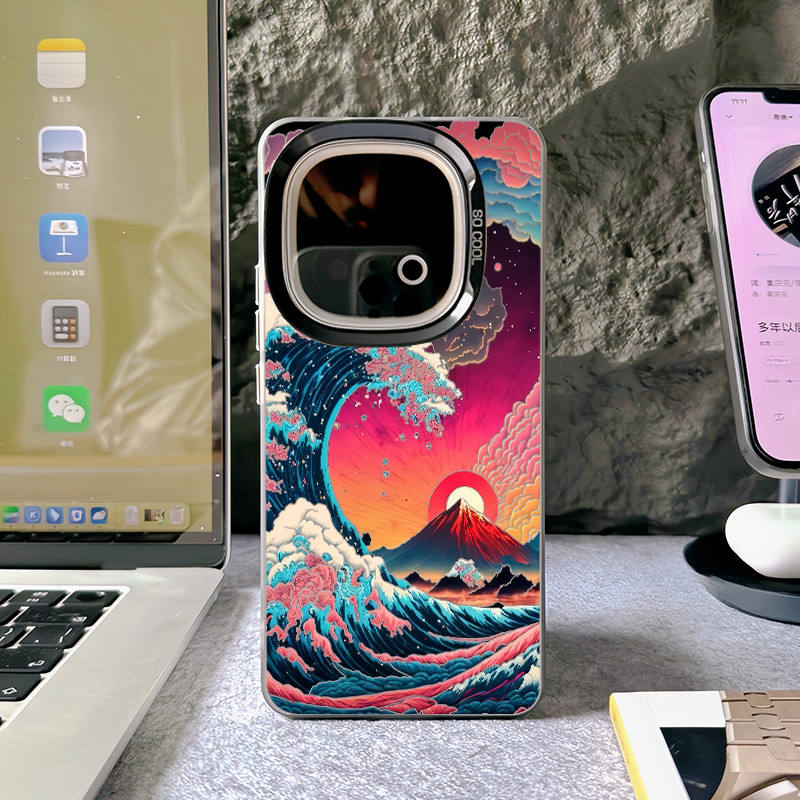 Great Wave off Kanagawa Micro Matte Hard เคสโทรศัพท์สําหรับ iQOO 15 13 12 Pro Z10 Turbo Pro Z9 Neo 10/9 สําหรับ iQOO Z9 Turbo Z8 กันกระแทก iQOO Cover