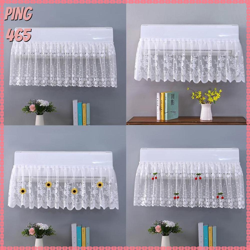 PINGD ฝาครอบเครื่องปรับอากาศ,ผ้ากันลมลูกไม้เครื่องปรับอากาศฝาครอบกันฝุ่น,ตกแต่งล้างทําความสะอาดได้ป้องกันโดยตรงเป่าตกแต่งผนังม่านเครื่องปรับอากาศสากล