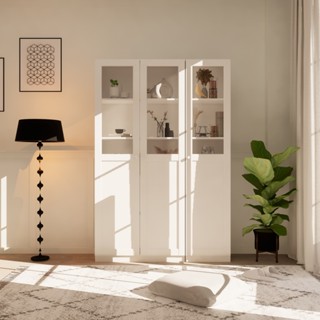 Looms  GLAZIA ตู้โชว์บานกระจก-ไม้ 80+40 สีขาว