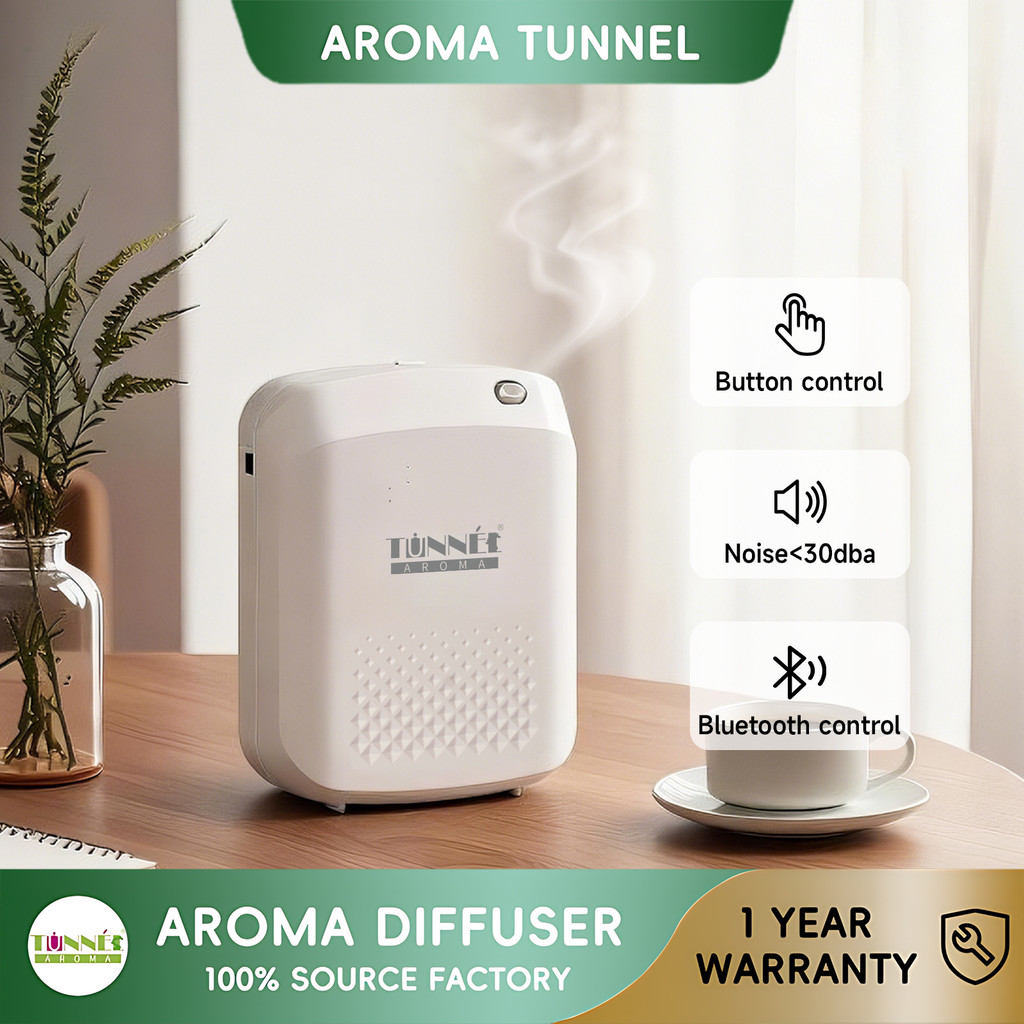 AROMA TUNNEL Waterless Essential Oil Diffuser น้ําหอมบลูทูธน้ํามันหอมระเหยอัตโนมัติ Air Freshener 1100Sqft/3600Sqft