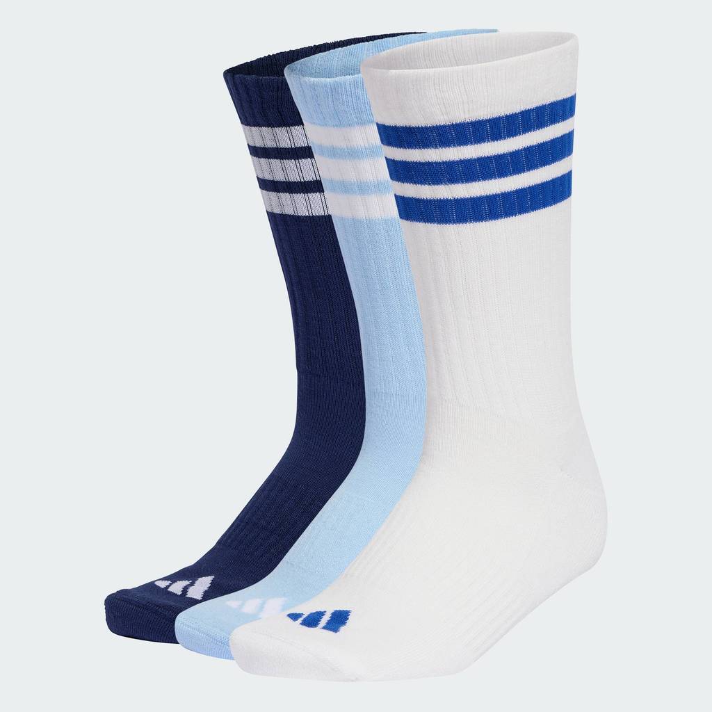 adidas Lifestyle 3-Stripes Cushioned Crew Socks 3 Pair Pack Unisex Blue KC9642