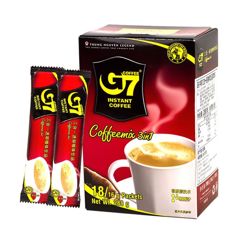 กาแฟนำเข้าจากเวียดนาม g7 กาแฟสำเร็จรูปแบบผงสามในหนึ่ง 16g*18 ซอง จาก Trung Nguyen G7 เวียดนาม กาแฟสำ
