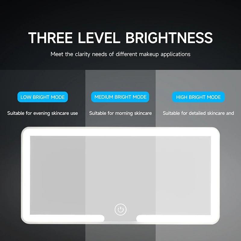 Adorelovepink รถ LED กระจกแต่งหน้าสามเกียร์ปรับ Sun Visor แผ่นภายในด้านหลังกระจกหรี่แสงได้หน้าจอสัมผัสกระจกโต๊ะเครื่องแป้งอัตโนมัติ th