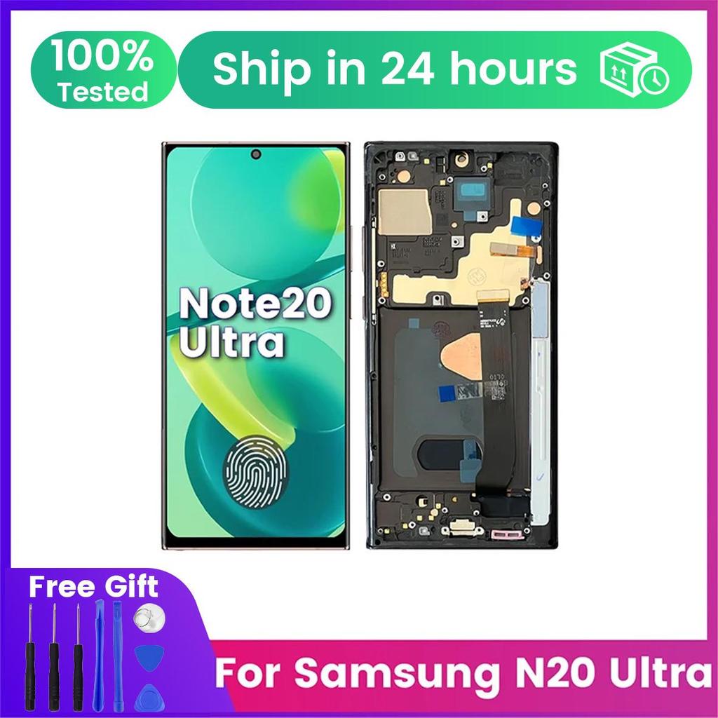 สําหรับ Samsung Galaxy pantapa Note20 Ultra N985F/N986B AMOLED จอแสดงผล LCD หน้าจอสัมผัสพร้อมกรอบและ