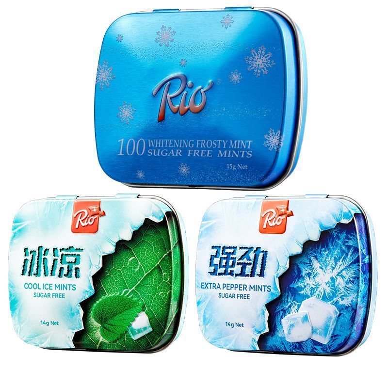 [Rio] ลูกอมมิ้นต์ปราศจากน้ําตาลที่แข็งแกร่งลมหายใจสดชื่นนักเรียนชั้นผู้ชายคอร์เซ็ตขนมขนมเคี้ยวหมากฝร