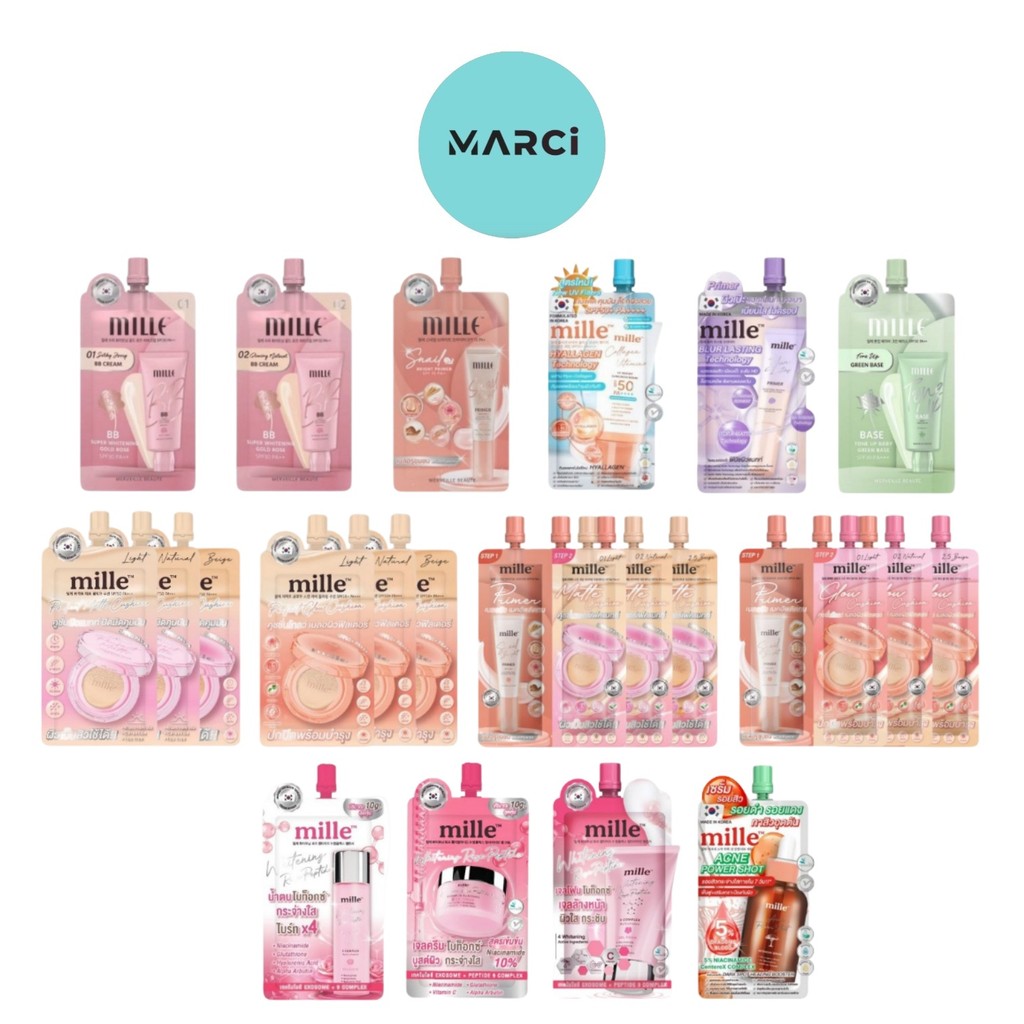 [แบบซอง] Mille BB Cream/Snail Primer/กันแดด/Cushion/Duo Primer/Mille Blur Lasting/Green Base/น้ำตบ/เ