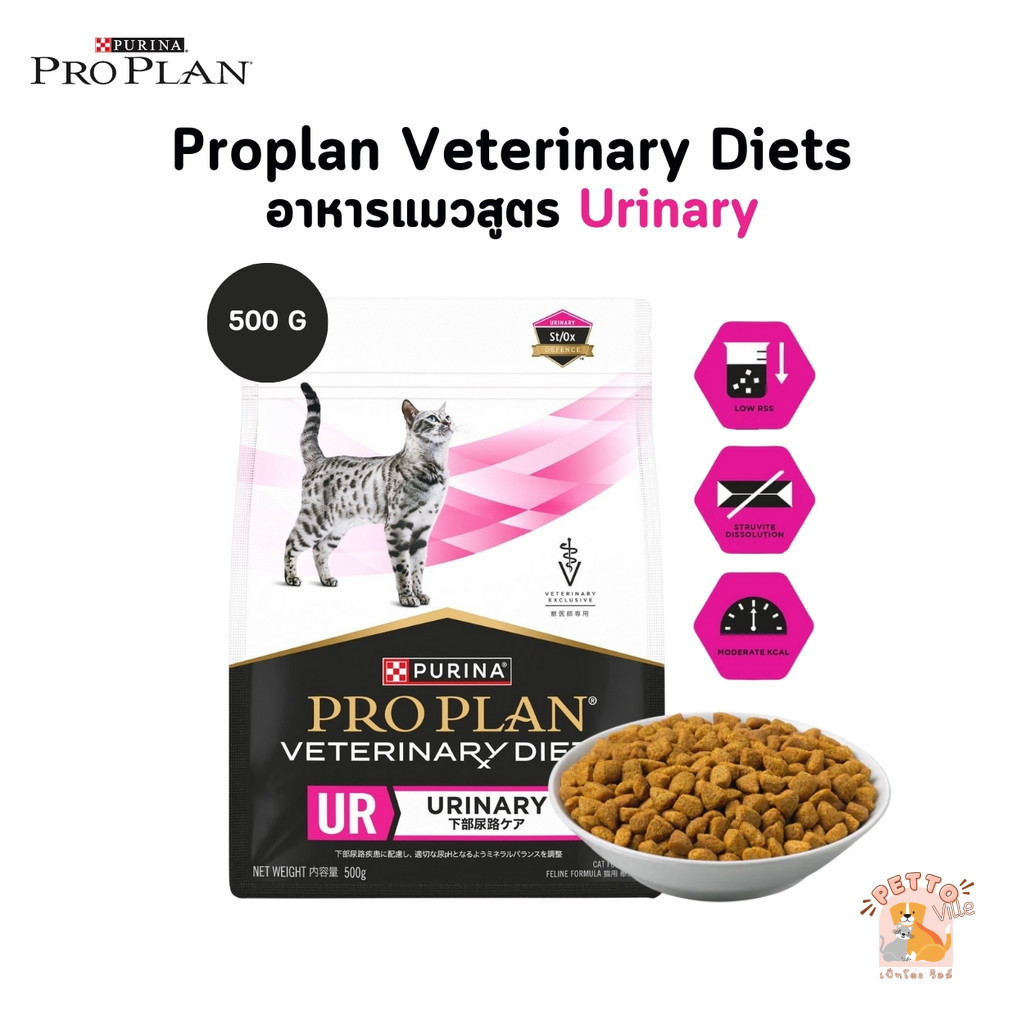 Pro Plan Veterinary Diets UR Urinary ST/OX อาหารแมวสูตรดูแลทางเดินปัสสาวะ ลดความเสี่ยงนิ่วขนาด 500 g (Exp 21/12/26)