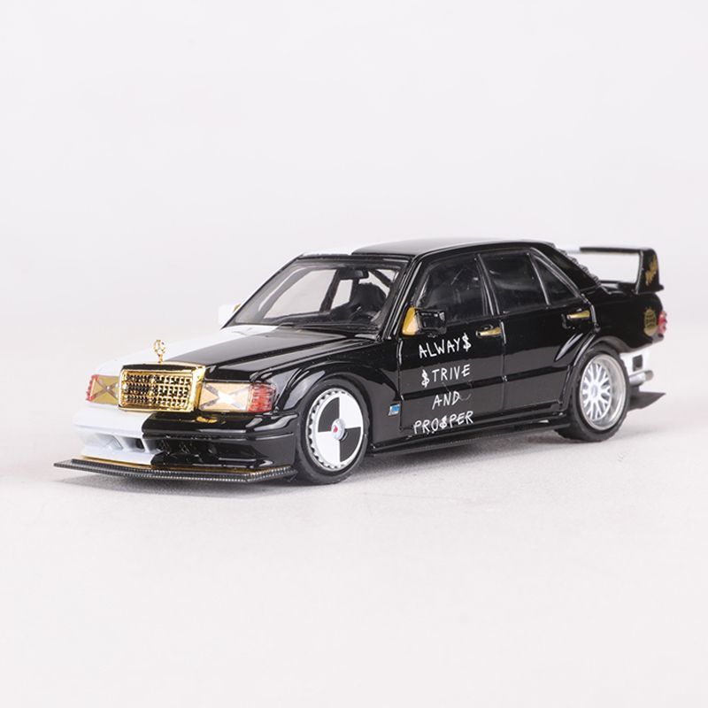 DCM 1: 64 Mercedes-Benz 190E W201 Restomod Premium Speed สีดําสีขาวคู่จําลองรถรุ่น