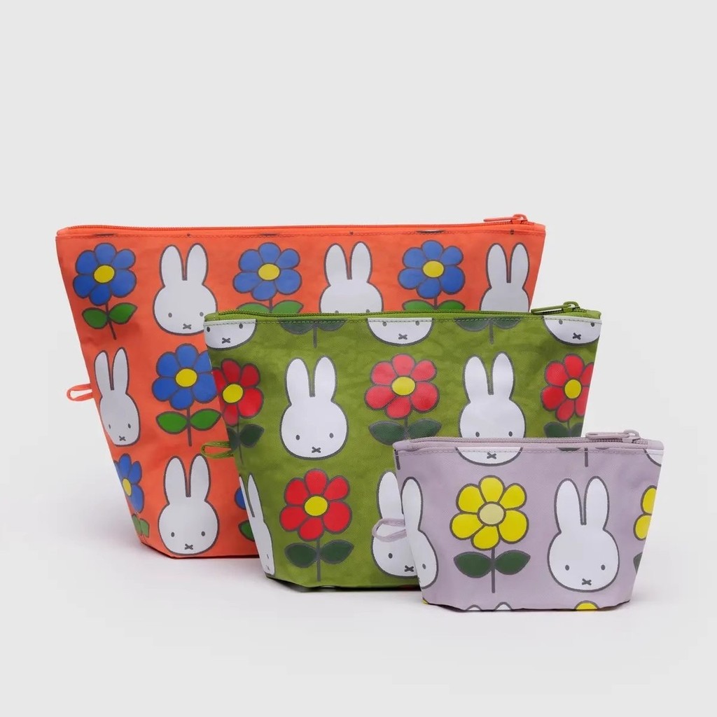 ญี่ปุ่นน่ารัก Miffy Bunny พิมพ์กระเป๋าเครื่องสําอางสามชิ้นกระเป๋าจิปาถะกระเป๋าเก็บมัลติฟังก์ชั่กระเป