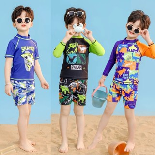 ชุดว่ายน้ำเด็กผู้ชาย แขนยาว ป้องกันแสงแดด UPF 50+ แห้งไว และ…