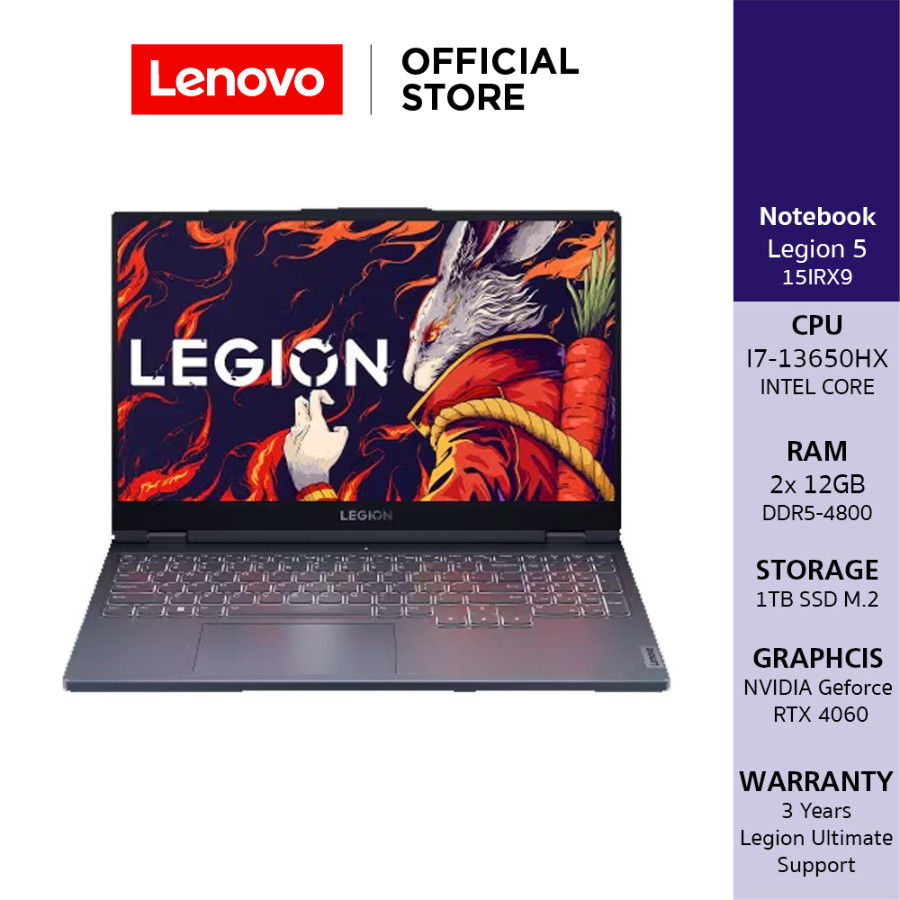 [ผ่อน 0%]Lenovo Legion 5 15IRX9(83JJ000CTA)Notebook Gaming Intel I7-13650HX Nvidia Geforce RTX 4060