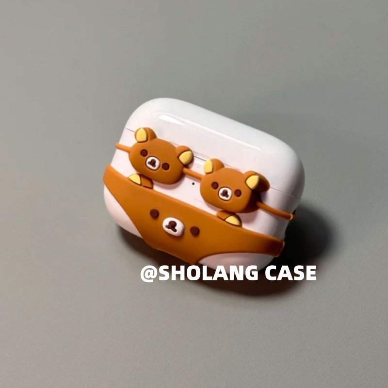 การ์ตูนการ์ตูนสนุก Hollow บิกินี่ Rilakkuma เคสป้องกันเหมาะสําหรับ Aipods4 เคสหูฟัง Airpods1/2 รุ่นซ