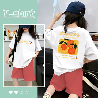 Yout-children เสื้อเด็ก ของเด็ก เสื้อคอกลม cotton ลายพิมพ์ทันสมัย 'Orange' สบายและนุ่ม ระบายอากาศดี อายุ 2-9 ปี