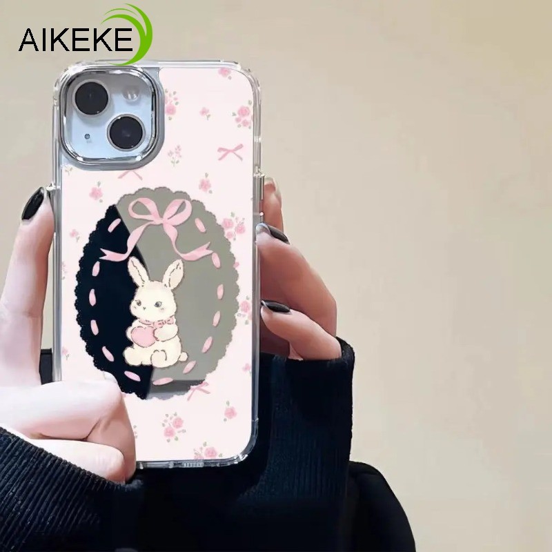 น่ารักโบว์กระต่ายกระจกกลวงเคสโทรศัพท์สําหรับRedmi K90 Pro Max K80 Pro Ultra K70E K70 K60 Pro Ultra K