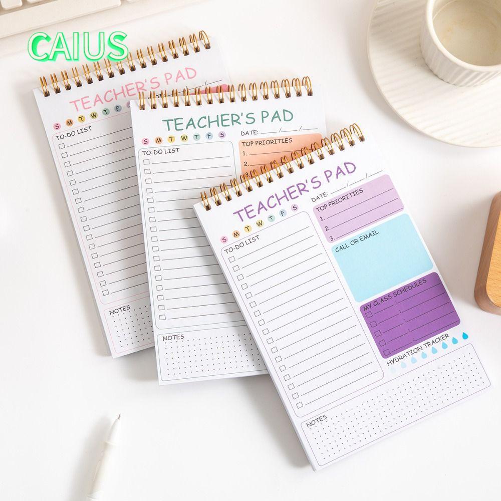 คาอุส‌ Teacher To Do List, ปกทนทาน A4 Teacher Notepad, หน้าเรียงราย Spiral Binding Acacation Planner