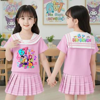 67 ชุดเซ็ทเด็กผู้หญิง สกรีนลายSoda pop หน้าหลัง เสื้อปกทหารเ…