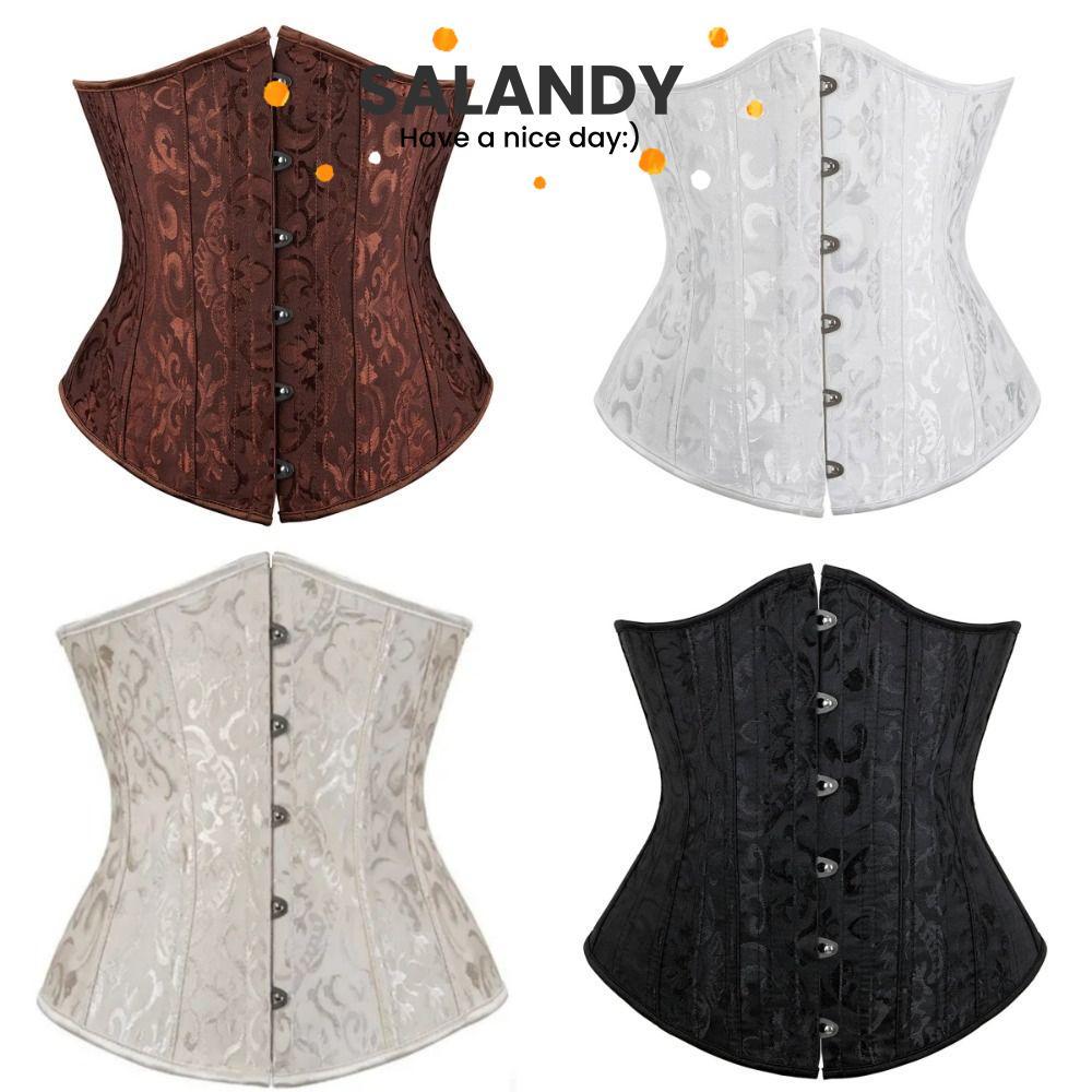 SALANDY บัส tier แบบเสื้อ คอร์เซ็ททรงสวย สีดำ สีขาว สีน้ำตาล สำหรับผู้หญิง พร้อมสายคาดเอว