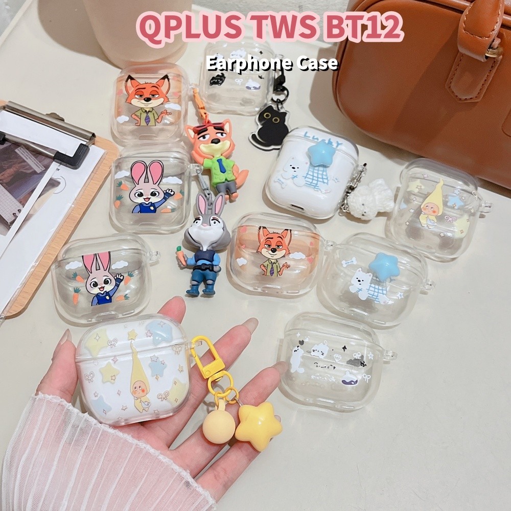 imamuraFor QPLUS TWS BT12 Case เคสหูฟังลายการ์ตูนน่ารักปลอกซิลิโคนอ่อนนุ่ม