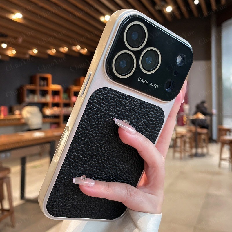 เคสโทรศัพท์หรู หนังแท้ ขนาดใหญ่ ลายลิ้นจี่ รูปที่ 8