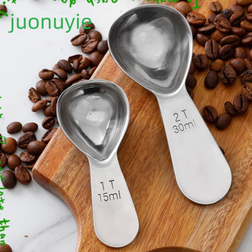 JUONUYIE ช้อนตวงเมล็ดกาแฟ, 15/30ml สแตนเลสสตีลกาแฟ Scoops, ทนทาน 1 Tbsp หรือ 2 Tbsp Ergonomic Tables