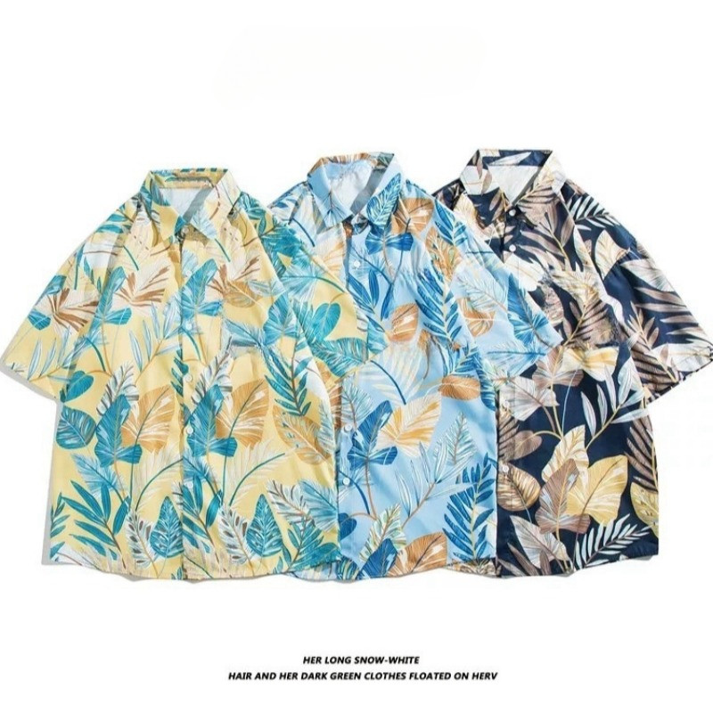 Chaistyle ฤดูร้อนรุ่นใหม่ เสื้อเชิ้ตลายดอกไม้ชายหาดฮาวาย เสื้อผู้ชาย วันหยุดชายหาด ทรงหลวมระบายอากาศ เสื้อเล่นสงกรานต์
