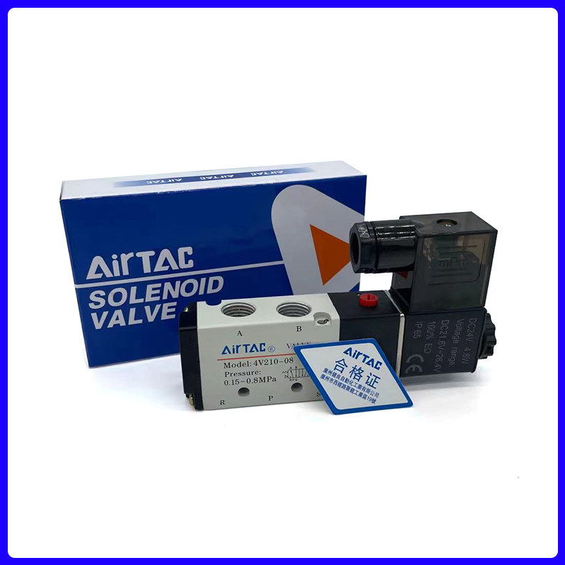 AirTac กระบอกโซลินอยด์วาล์ว 4V210-08 4V310-10 วาล์วถอยหลัง 4V110-06 วาล์วควบคุมขดลวด 24V